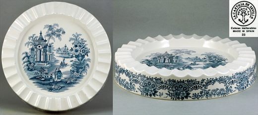 Cinzeiro de ceramica azul e branca (La Cartuja de Sevilla-Pickman)