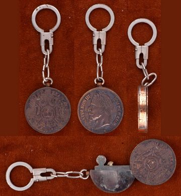 Isqueiro porta chaves em forma de moeda