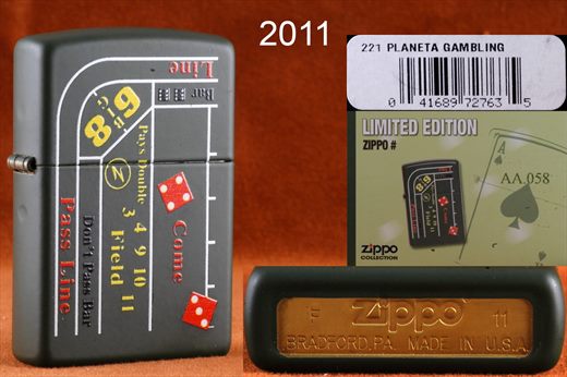 Zippo - 2011-F Limited Edition AA058 - Gambling