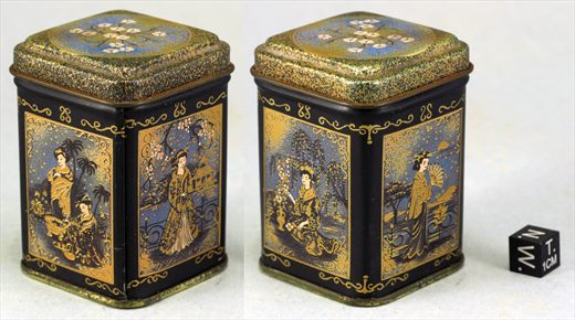 Lata de cha rectangular motivo chines preta dourada