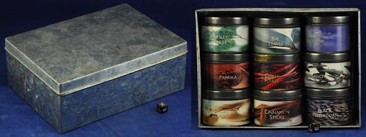 Conjunto de 9 latas de especiarias