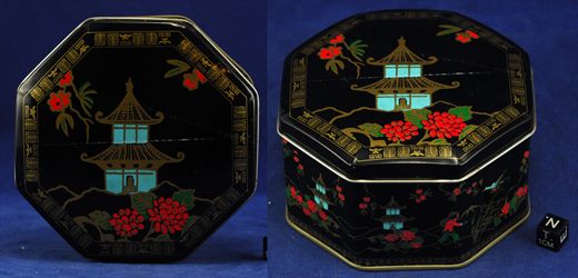 Lata octogonal decorativa motivo oriental