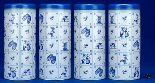 Latas cilindricas decorativas motivos holandeses