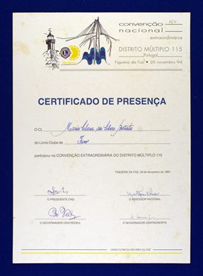 Convencao Nacional DM115 1994 Certificado de Presenca - Maria Clara Baptista