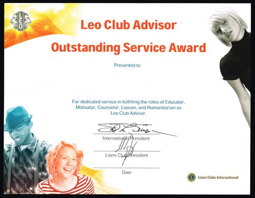 Leo Club Advisor - Outstanding Service Award
