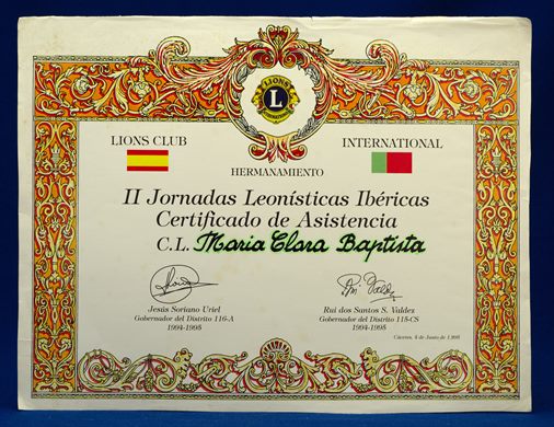 Lions Club - II Jornadas Leonisticas Ibericas - Maria Clara Baptista 1995