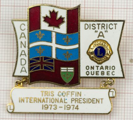 Canada-Ontario Quebec - Distrito A - Tris Coffin Presidente Internacional - 1973-1974