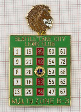Estados Unidos Washington Seattle Lake City Lions MD-19 Zone B-3 Bingo