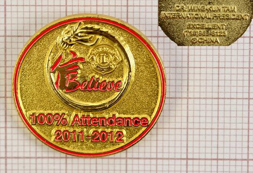 Hong Kong Wing-Kun Tam Presidente Internacional - Assiduidade 100 por cento 2011-2012