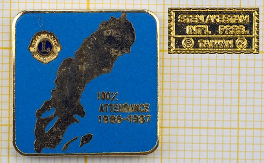 Lions Clubs International Pin 100 Por Ciento Asistencia Suecia Sten A Akestam 1986-1987