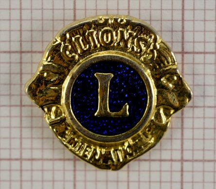 Lions International Emblema Redondo Dourado Azul