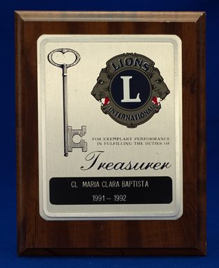 Lions Club - Reconhecimento Treasurer - Maria Clara Baptista 1991-92