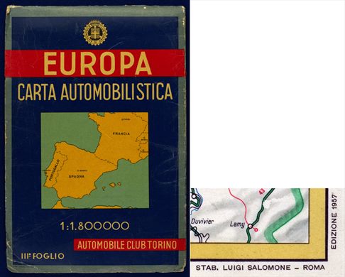 Europa - Carta automobilistica 1957