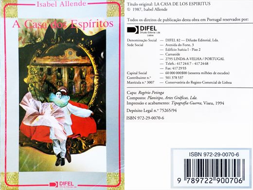 A Casa dos Espiritos - Isabel Allende - ISBN 972-29-0070-6