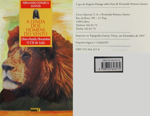 A Lenda dos Homens do Vento, Oma-Handa Ekwanime O Cla do Leao - Fernando Fonseca Santos - ISBN 972-564-317-8
