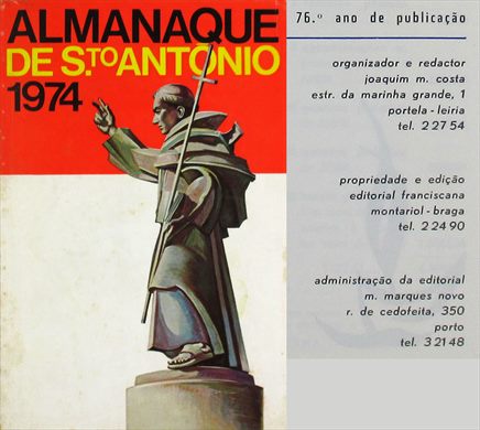 Almanaque de Sto. Antonio 1974 - Editorial Franciscana Montariol-Braga
