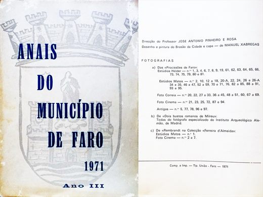 Anais do Municipio de Faro 1971 - Tipografia Uniao