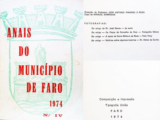 Anais do Municipio de Faro 1974 - Tipografia Uniao