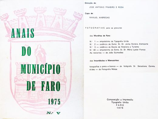 Anais do Municipio de Faro 1975 - Tipografia Uniao