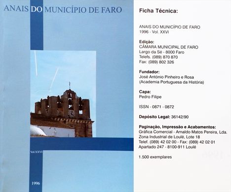 Anais do Municipio de Faro 1996 - ISSN 0871-0872
