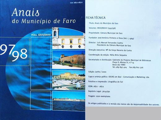 Anais do Municipio de Faro 1997-1998 - ISSN 0871-0872