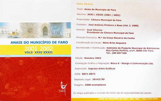 Anais do Municipio de Faro 2001-2002 - ISSN 0871-0872