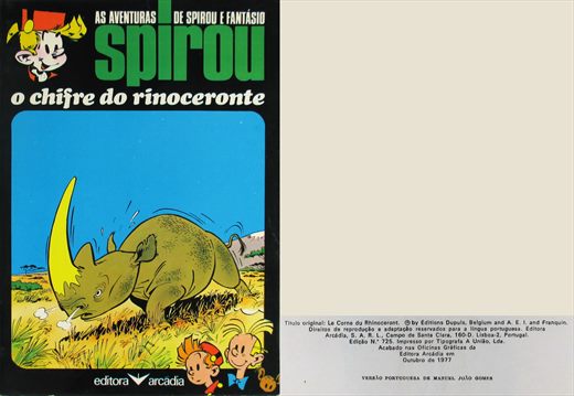 As Aventuras de Spirou e Fantasio, O Chifre do Rinoceronte - Editora Arcadia
