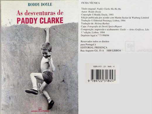 As Desventuras de Paddy Clarke - Roddy Doyle - ISBN 972-23-1845-4