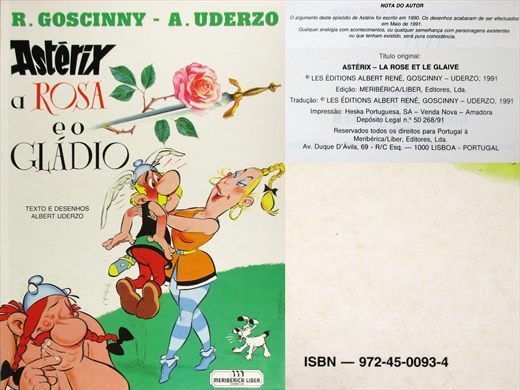 Asterix, A Rosa e o Gladio - Albert Uderzo - ISBN 972-45-0093-4