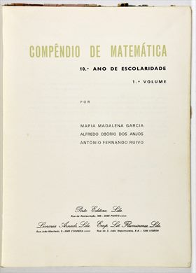Compendio de matematica 10o. ano volume 1