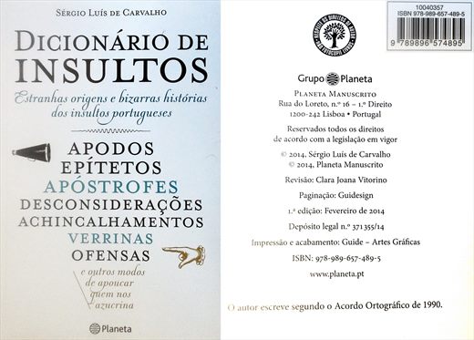 Dicionario de Insultos - ISBN 978-989-957-489-5