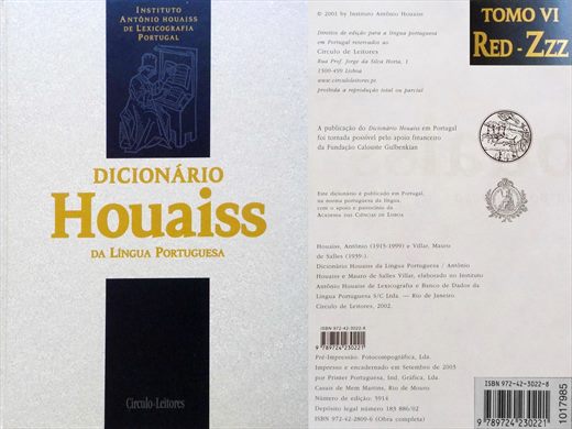Dicionario Houaiss da Lingua Portuguesa tomo 6 ISBN 972-42-3022-8