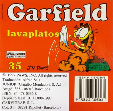 Garfield lavaplatos ISBN 84-478-0336-8