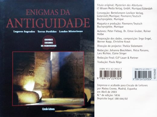 Grandes Enigmas da Humanidade Enigmas da Antiguidade ISBN 972-42-2932-7