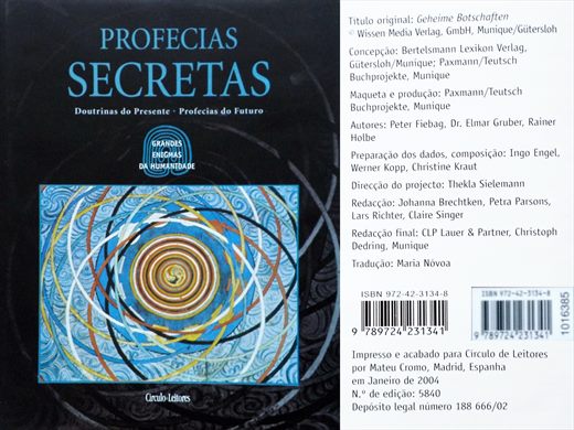 Grandes Enigmas da Humanidade Profecias Secretas ISBN 972-42-3134-8