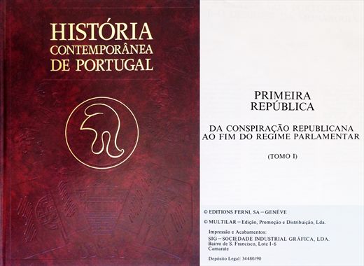 Historia Contemporanea de Portugal - Primeira Republica tomo I