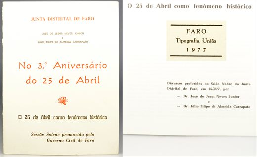 Junta Distrital de Faro - No.3o. Aniversario do 25 de Abril
