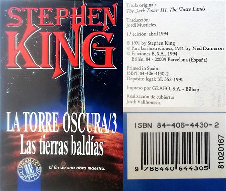 La Torre Oscura 3 - Las tierras baldias ISBN 84-406-4430-2