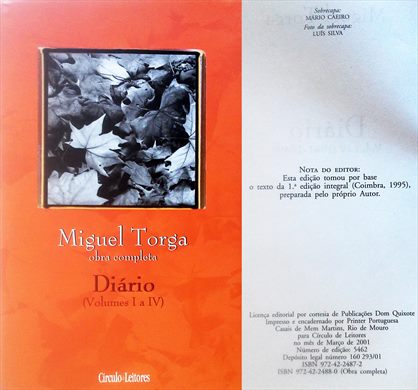 Miguel Torga (Obra Completa) Diario (Volumes I IV) ISBN 972-42-2487-2