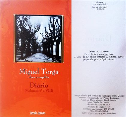 Miguel Torga (Obra Completa) Diario (Volumes V a VIII) ISBN 972-42-2517-8