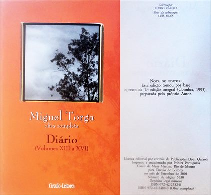 Miguel Torga (Obra Completa) Diario (Volumes XIII a XVI) ISBN 972-42-2582-8