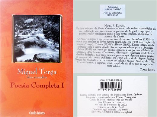 Miguel Torga (Obra Completa) Poesia Completa I ISBN 972-42-2660-3
