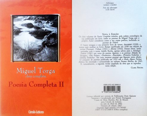 Miguel Torga (Obra Completa) Poesia Completa II ISBN 972-42-2684-0