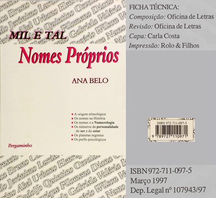 Mil e Tal Nomes Proprios ISBN 972-711-097-5
