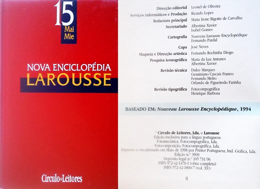 Nova Enciclopedia Larousse v15 ISBN 972-42-1800-7
