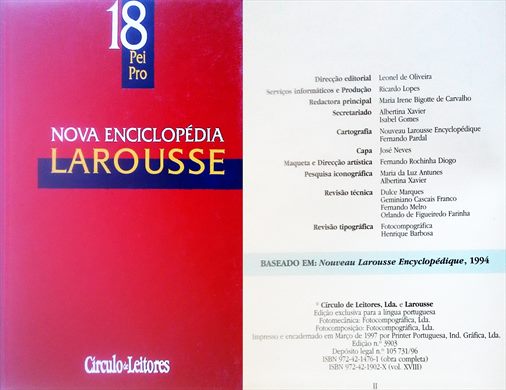 Nova Enciclopedia Larousse v18 ISBN 972-42-1902-X