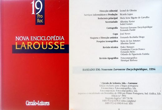Nova Enciclopedia Larousse v19 ISBN 972-42-1903-8