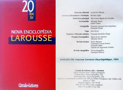 Nova Enciclopedia Larousse v20 ISBN 972-42-1851-1