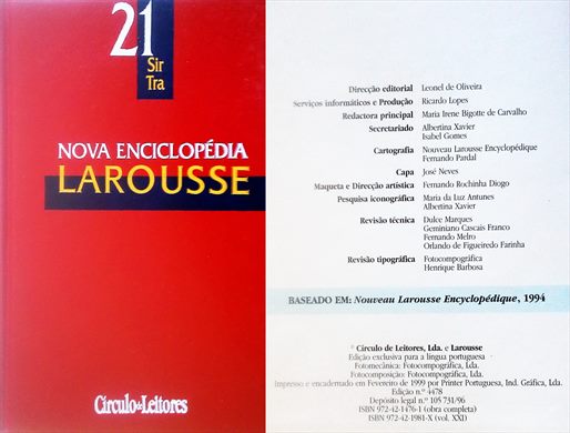 Nova Enciclopedia Larousse v21 ISBN 972-42-1981-X