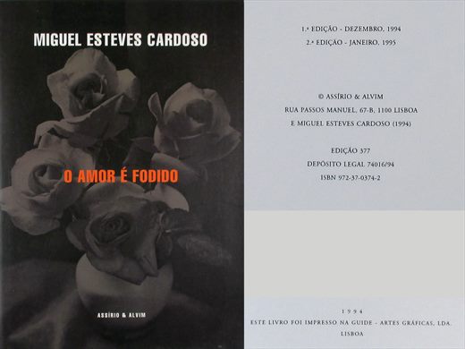 O Amor e Fodido ISBN 972-37-0374-2